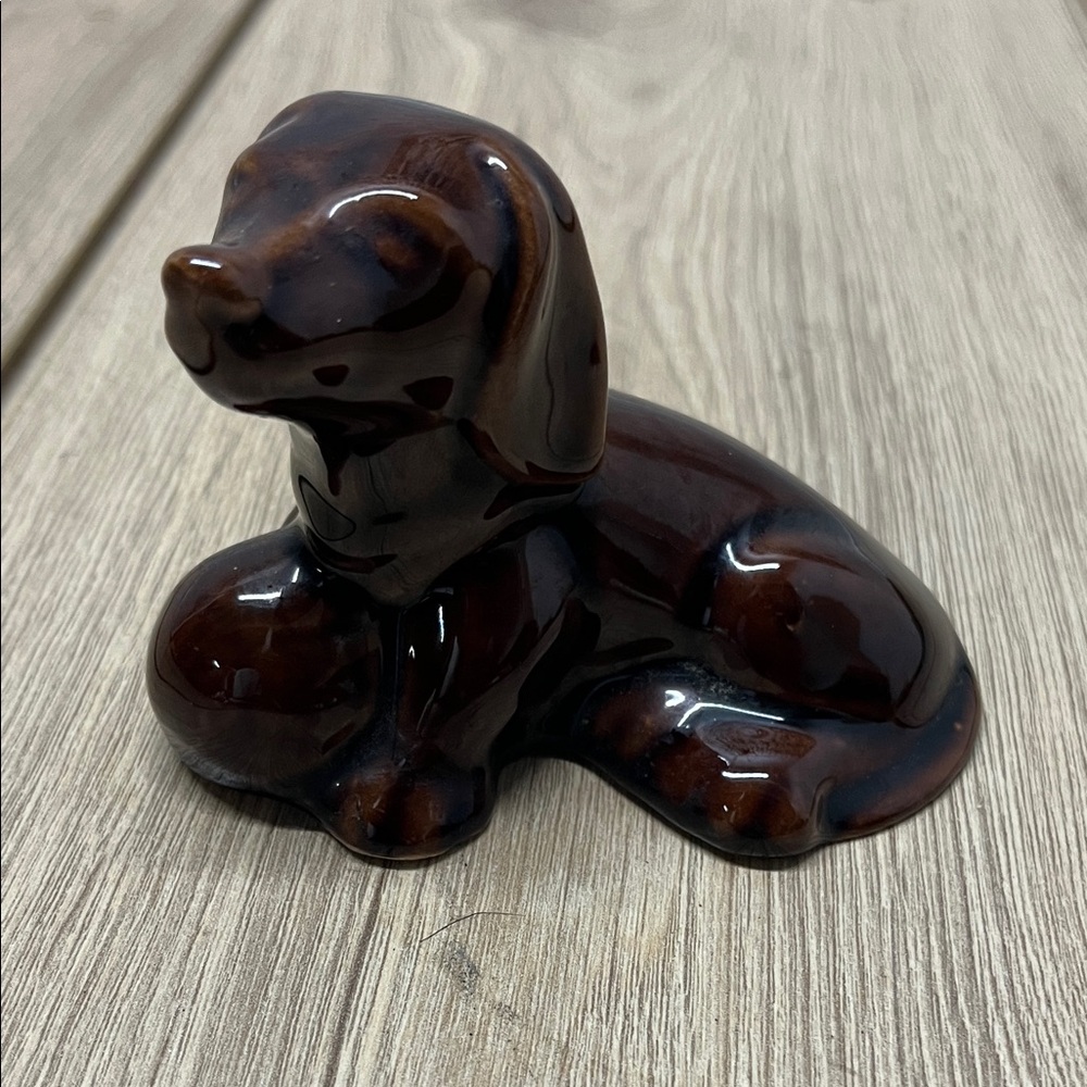 Vintage Brown Ceramic Dog Figurine